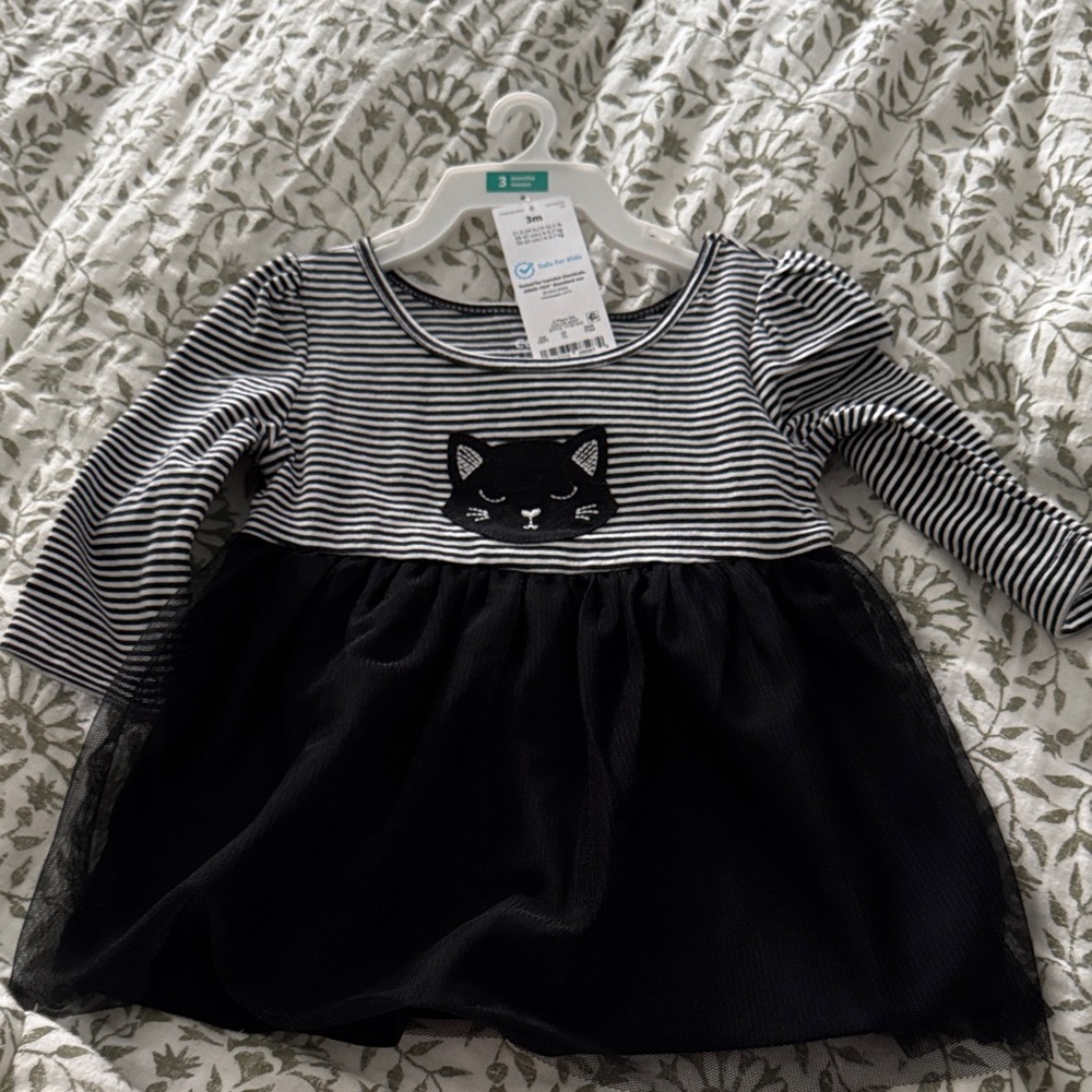 Carter’s Black Cat Dress with Bloomers- NWT